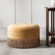 preview thumbnail 81 of 90, Yolanda 25" Tufted Round Footstool Ottoman with Rope Fringe Soft Yellow Gold Velvet