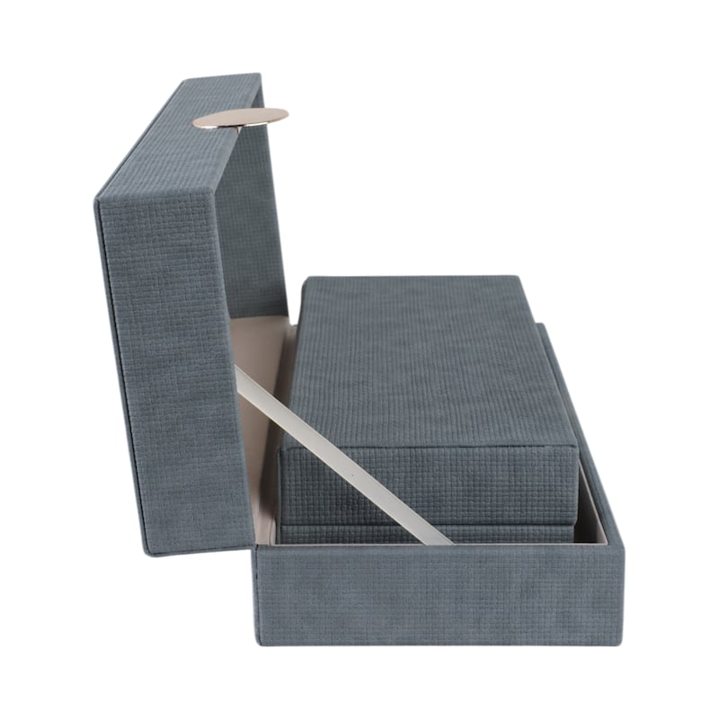 Decorative Rectangle Storage Boxes with Lid (Set of 2) - Blue, 12" - 14" - 14.0"
