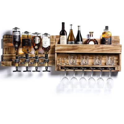 Wine Rack Wall Mounted Wood - 47.2x 14.2x 5.7 inches