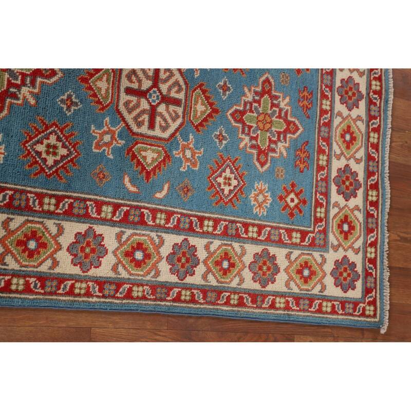 Light Blue Kazak Accent Rug Handmade Wool Carpet - 2'9" x 4'1"
