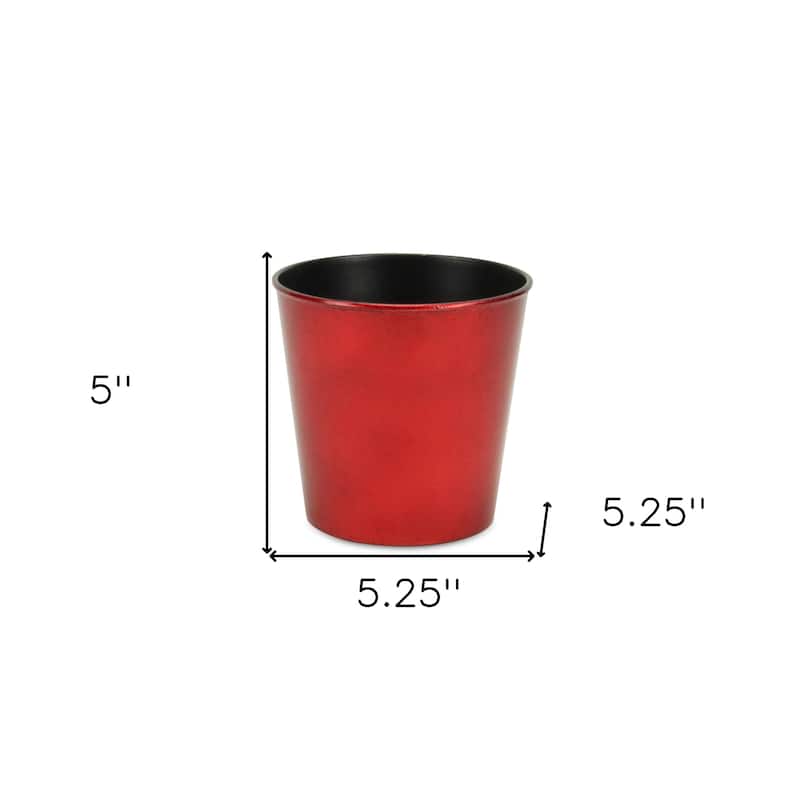 HomeRoots 5" Red Recycled Plastic Indoor Outdoor Round Nursery Pot