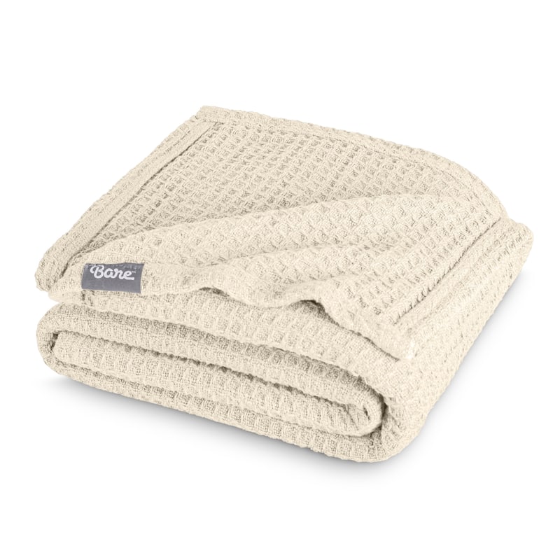 Bare Home Cotton Waffle Bed Blanket