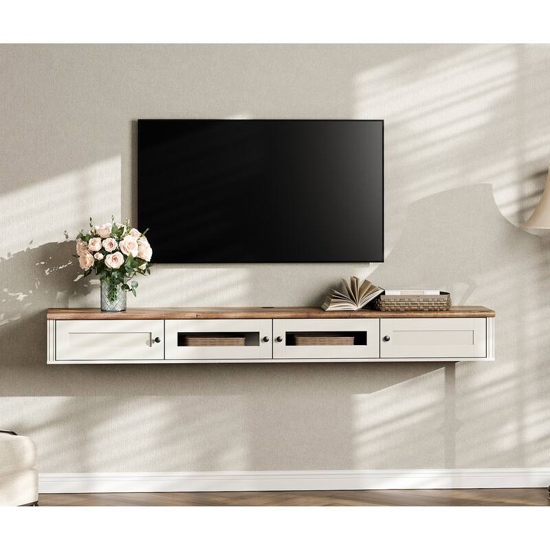 Floating TV Stand for TVs up to 80 Inch with Charging Station