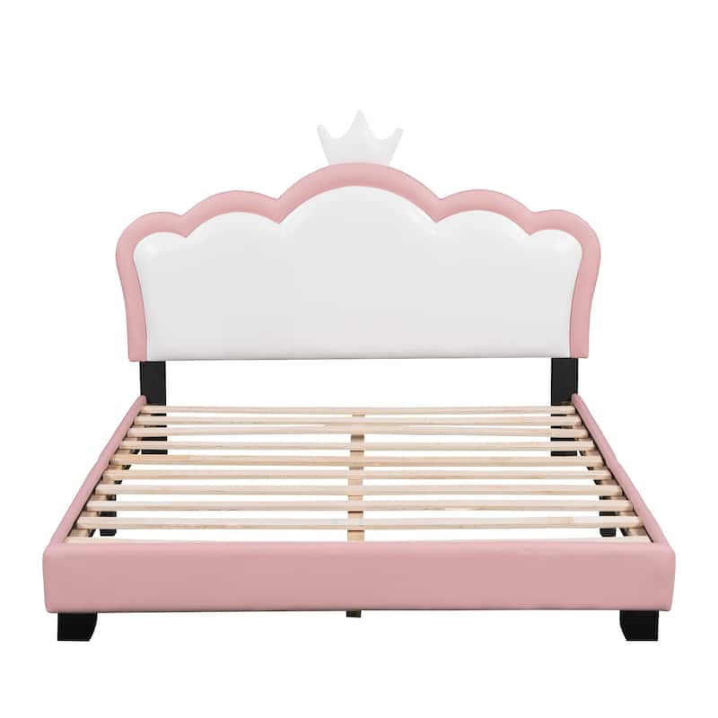 Full size Upholstered Princess Bed With Crown Headboard,Full Size ...