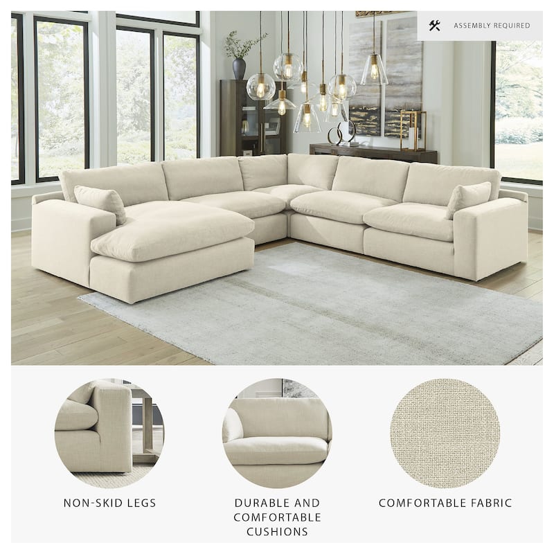 Signature Design by Ashley Elyza Ivory 5-Piece Sectional with Chaise - 135"W x 135"D x 36"H