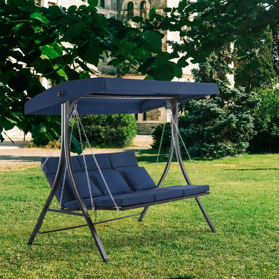 MCombo 3 Seat Reclining Patio Swing Chair with Chain Armrests Outdoor Porch Swing Chair4354 Bed Bath Beyond 40347040