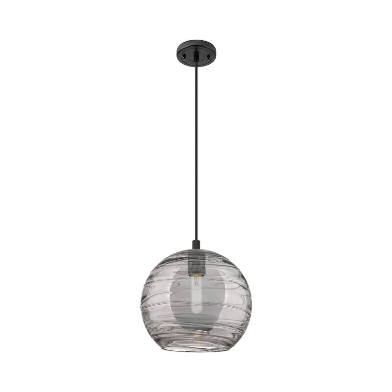 Innovations Lighting Downtown Urban - Crown Point - 1 Light 10" Athens Deco Swirl Cord Hung Pendant - Matte Black