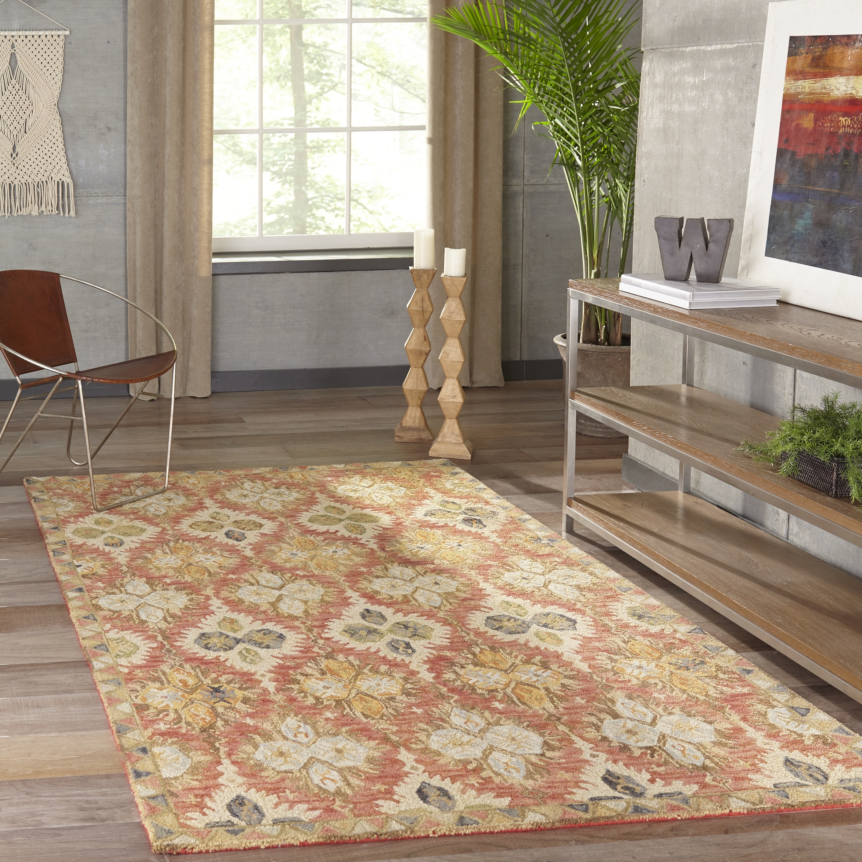 Momeni Tangier Hand-Tufted Wool Damask Area Rug.