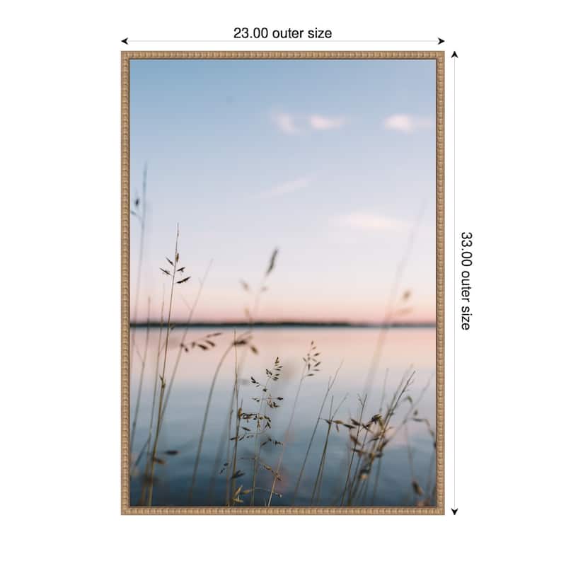 Kate and Laurel Sylvie Serene Sunset Lake Landscape Framed Canvas by Patricia Hasz of Patricia Rae Photography