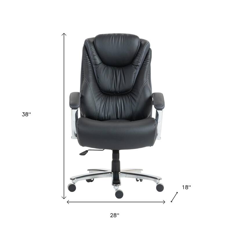 Set of Two Black and Silver Adjustable Height Swivel Rolling Executive Office Chair