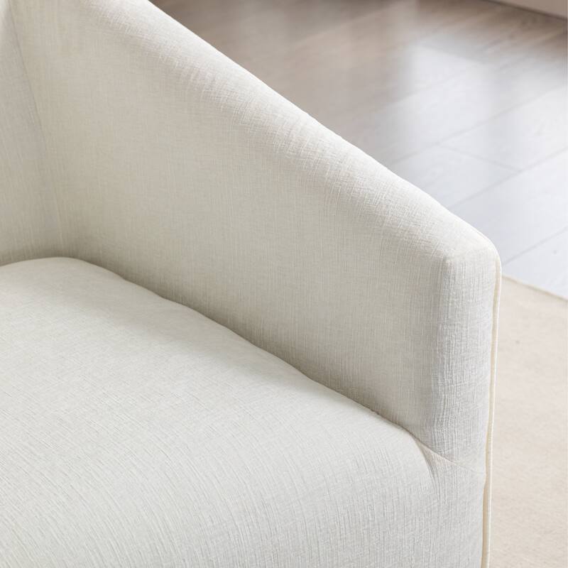 White Chenille 360° Swivel Upholstered Barrel Armchair