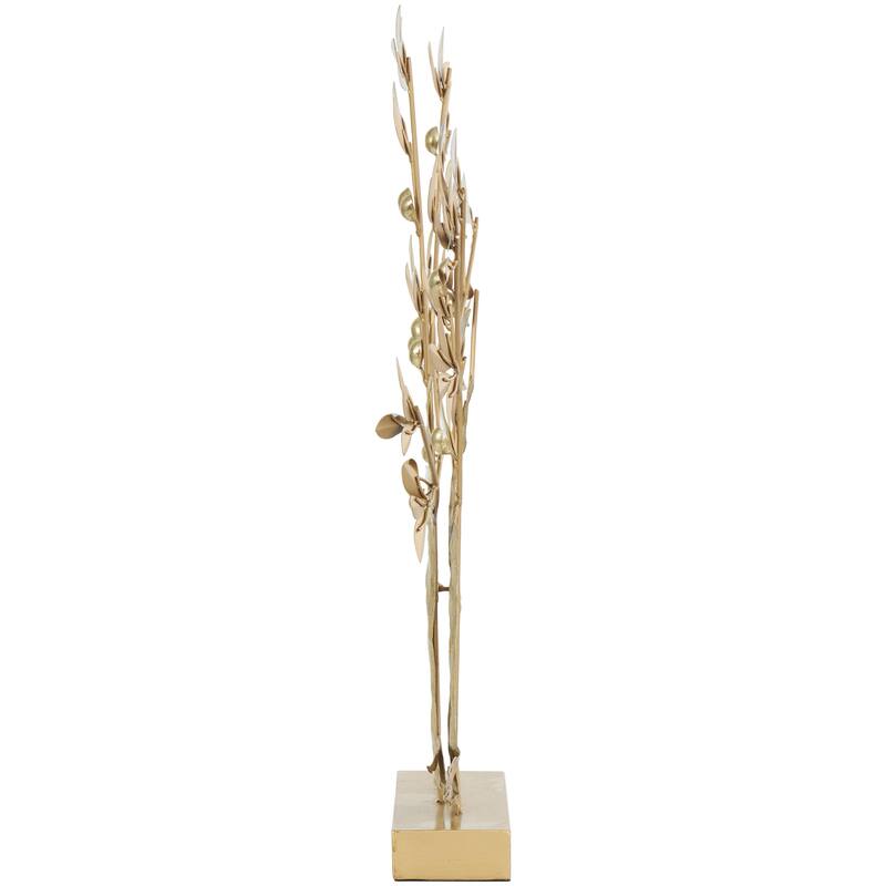 Metal Tree Metallic Decorative Sculpture with White Leaves - Gold - Roche River Decor