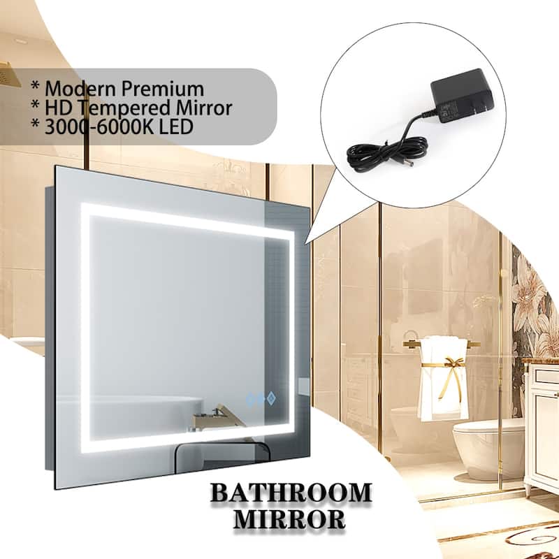 Bathroom Mirror,Anti-Fog Dimmable Lighted Wall Mounted Vanity Mirror