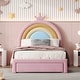 preview thumbnail 9 of 13, Upholstered Rainbow Design Bed, Velvet Princess Platform Bed with Storage Drawer Twin