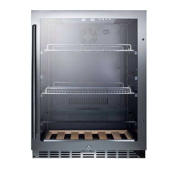 Shop Summit Scr2466 24 Wide 5 8 Cu Ft Built In Undercounter Glass Door Wine And Beverage Cooler With Recessed Led Lighting Overstock 22398613