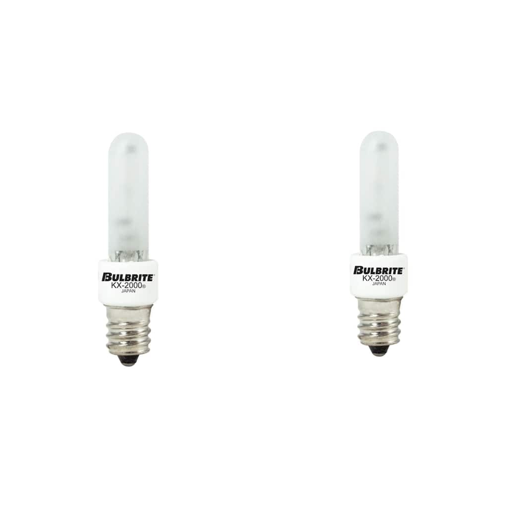 Bulbrite KX-2000 Pack of (2) 120-Volt T3 Light Bulbs with Frost Glass Finish and Mini-Candelabra (E11) Screw Base