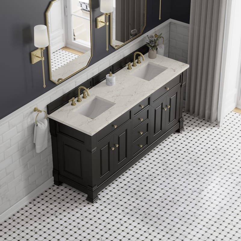 Brookfield 72" Double Vanity, Black Onyx w/FreePower Wireless Charger