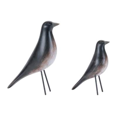 Birds with Metal legs Figurines - 8.5" - Set of 2