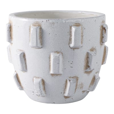 Terracotta Planter Raised Geometric Detailing and Sculptural Design