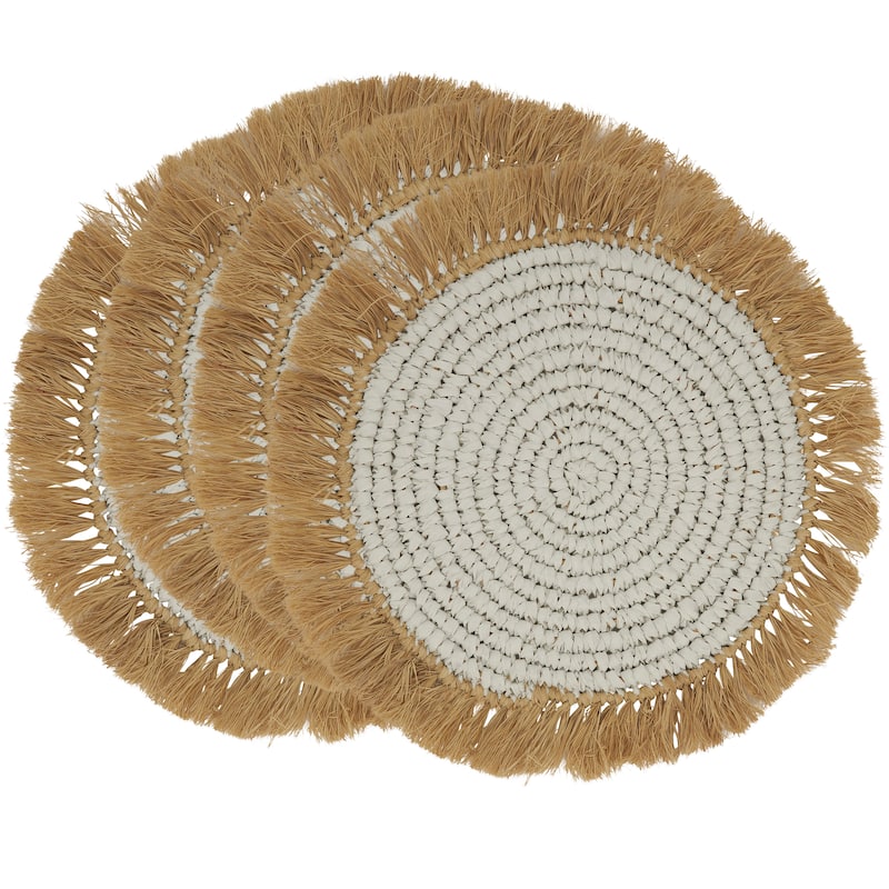 Raffia Design Round Placemats (Set of 4) - 15"x15"