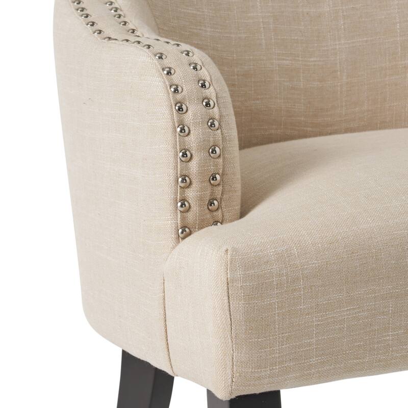 Light Beige 26" Arm Chair with Nailheads