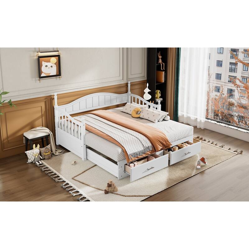 Twin Size Daybed with Drawers and Trundle