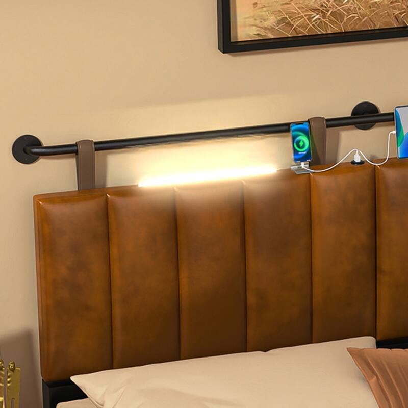 Wayna Headboard with USB and Light, Wall Mounted Headboard