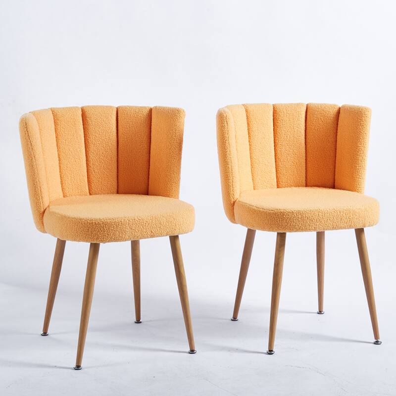 2 Piece Kitchen Dining Chairs with Cushions, Soft Backrest, Wood Grain Metal Legs for Dining Room Kitchen Living Room Bedroom