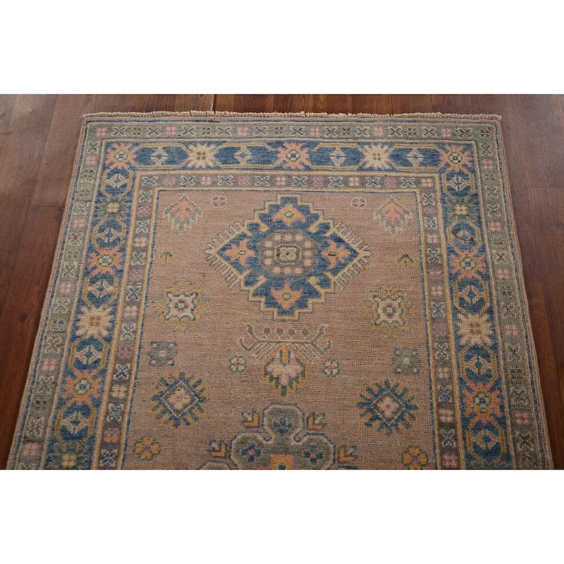 Traditional Brown Kazak Runner Rug Hand-Knotted Wool Carpet - 2'10" x 9'5"