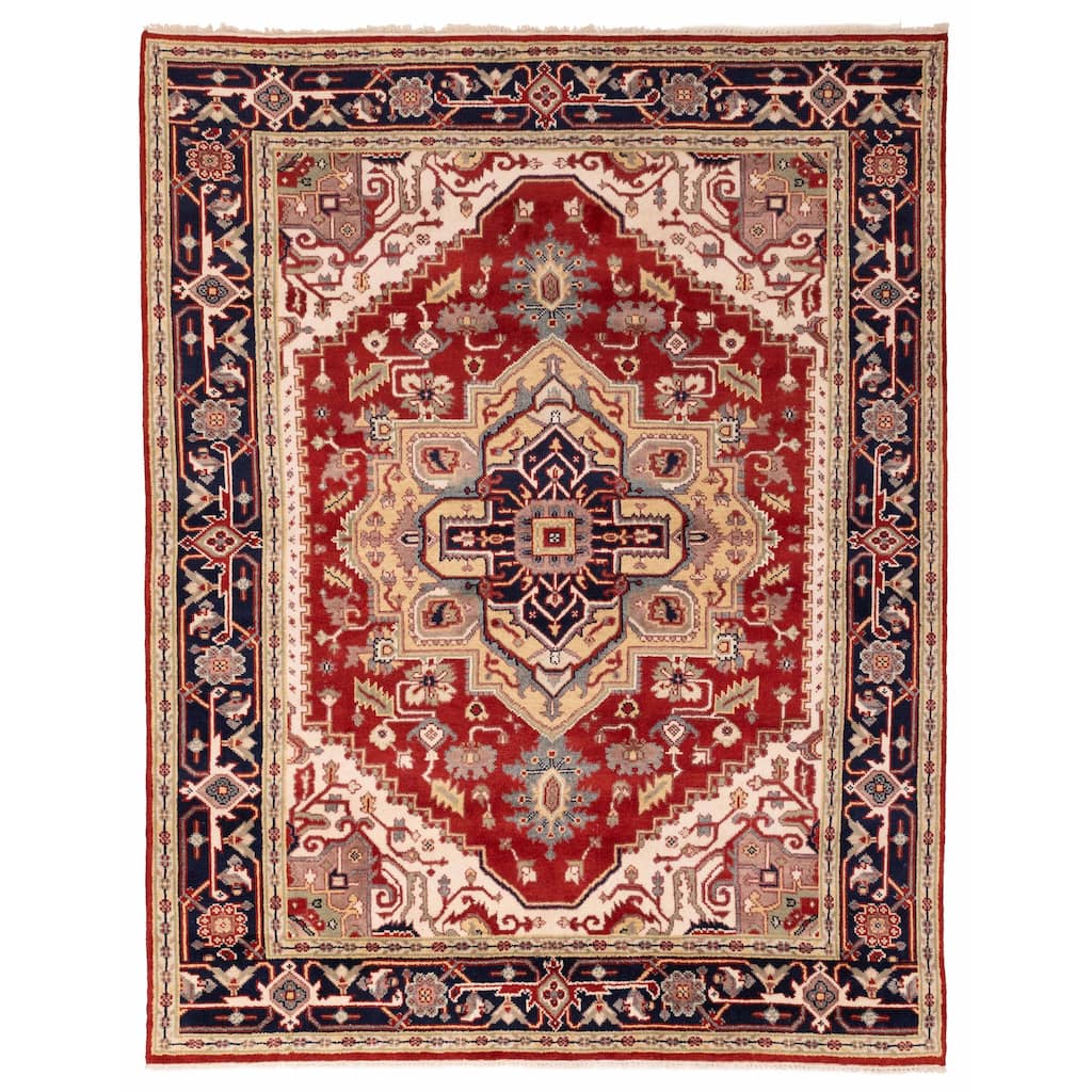 ECARPETGALLERY Hand-knotted Serapi Heritage Red Wool Rug - 7'10 x 9'10