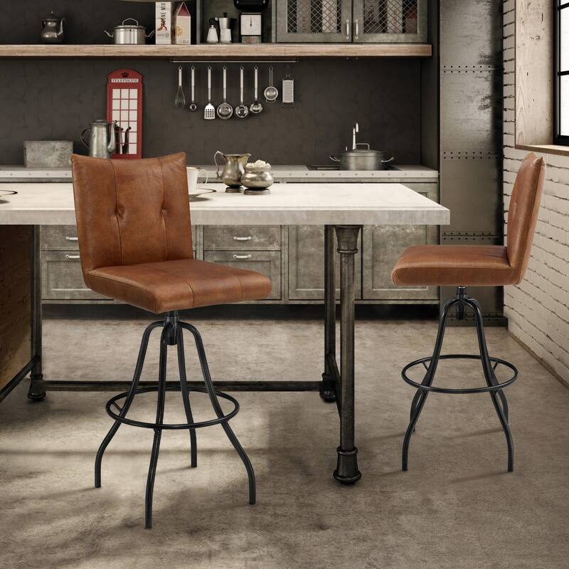 Art Leon Retro Leather Swivel Barstools