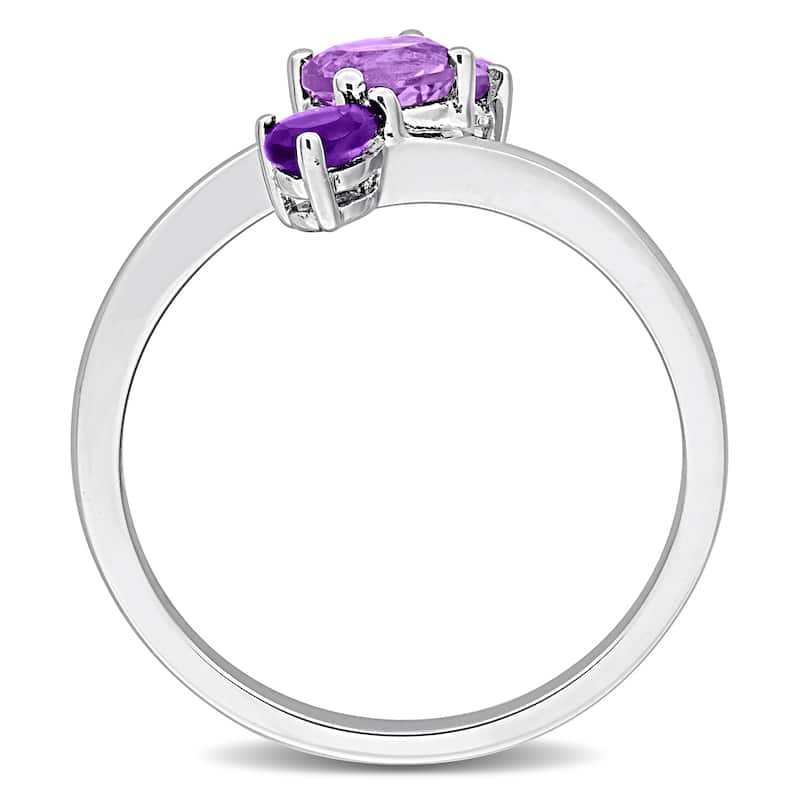 Miadora Multi-Gem Three Stone Bypass Ring Sterling Silver
