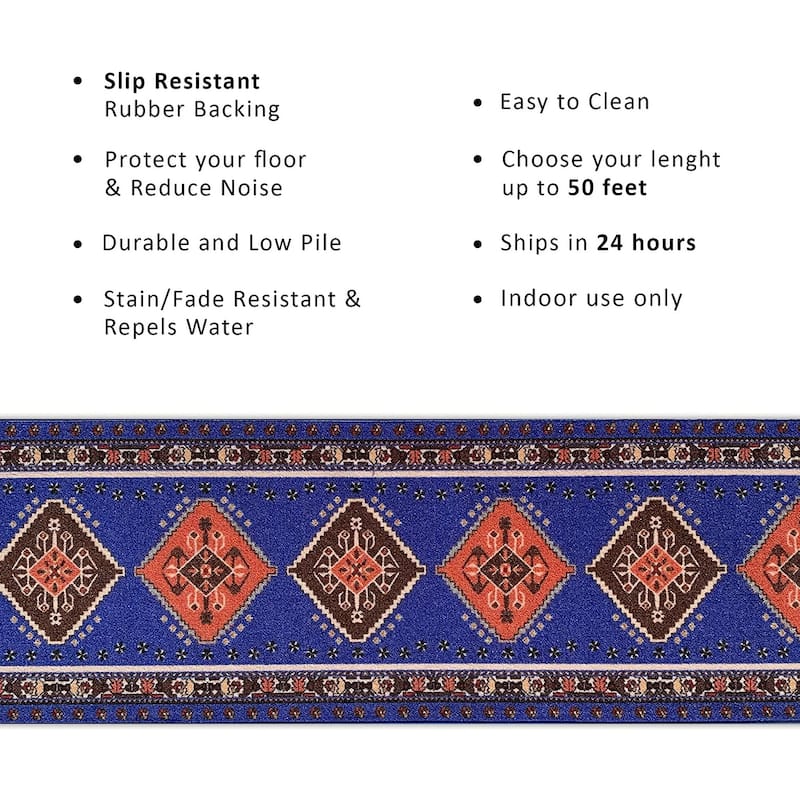 Custom Size Southwestern 26 Inch Wide Non-Slip Stair Runner Rug