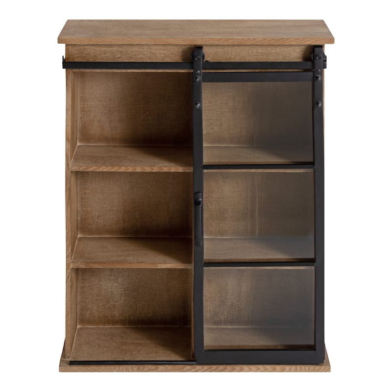 Kate and Laurel Barnhardt Decorative Wood Cabinet with Sliding Door - 22x28