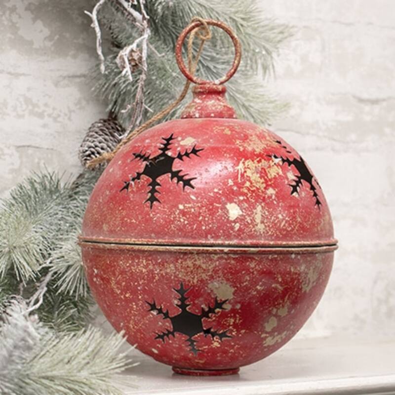 Gleaming Distressed Red Metal Snowflake Jingle Bell - 8.25" x 11.5" - 8.25" x 11.5"