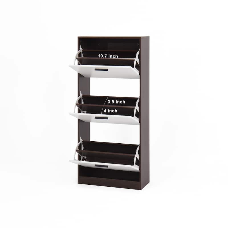 Freestanding Shoe Storage Cabinet with Panel Flip Drawers for Entryway