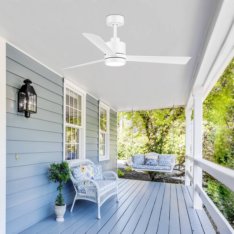 52-In LED Black/White/Gold Ceiling Fan with Light and Remote Control