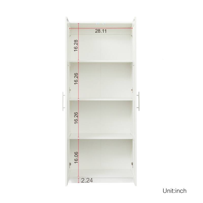 High Armoire Wardrobe and Storage Cabinet with 2 Doors and 3 Partitions to Separate 4 Storage Spaces 29.53”W x 15.75” D x70.87”H