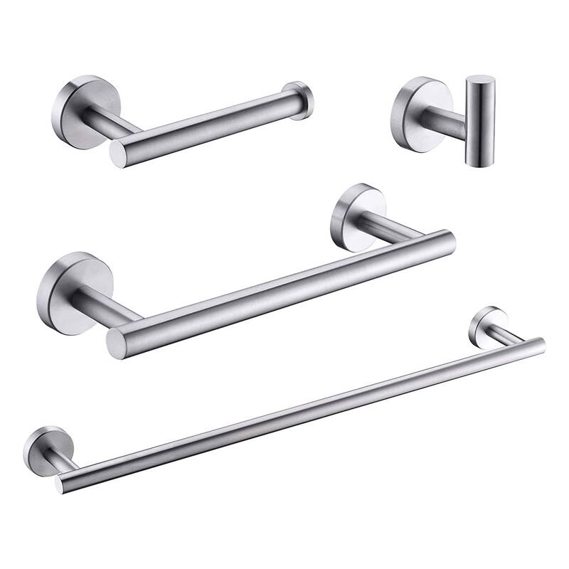 4 Piece Bathroom Hardware Set Wall Mount Modern Bathroom Towel Holder Bar Set 304 Stainless Steel Bath Fixtures Accessories Set - Brushed Nickel