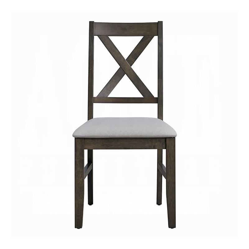 Side Dining Chair Set of 2, X Farmhouse Back, Padded Gray and Beige