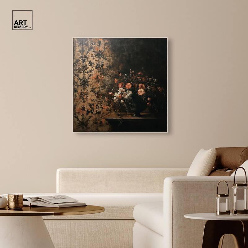 Dark Floral Elegance Canvas by Art Remedy