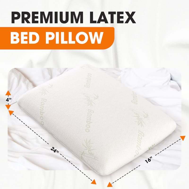 Cheer Collection Natural Latex Foam Pillow with Washable Cover - White