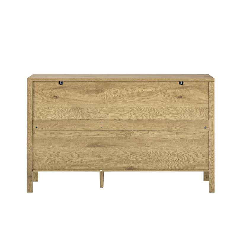 Wave-Pattern Sideboard with Hooks, 2 Doors & 3 Drawers, Large Capacity Buffet Cabinet, Storage Cabinet with Adjustable Shelf