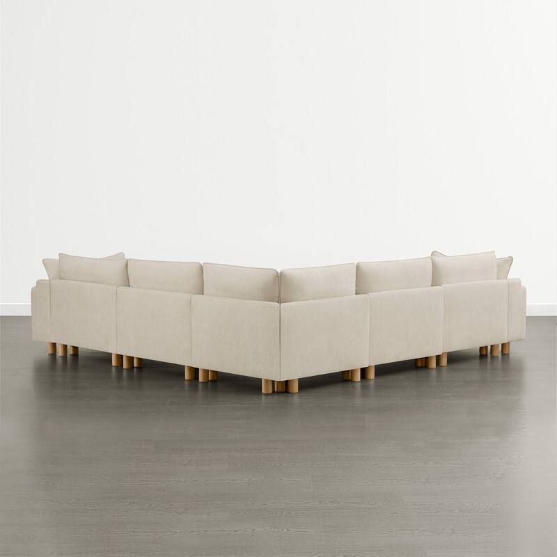 Spruce & Spring Modular Cloud Couch Sofa with Wood Legs for Living Room