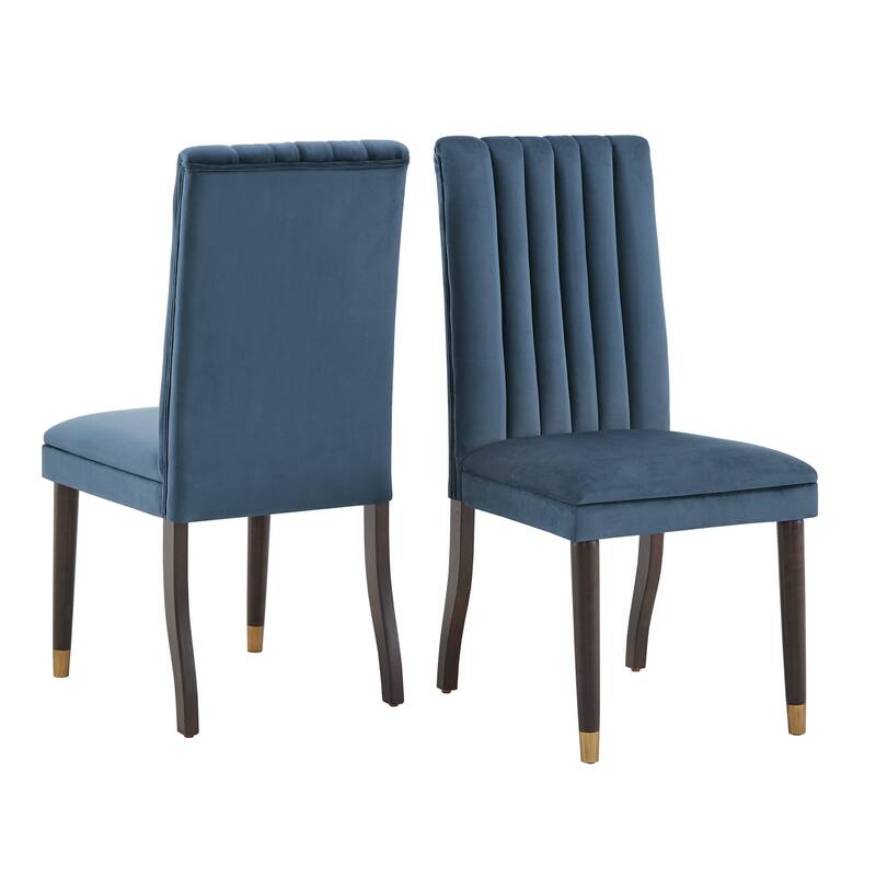 Andrea Velvet Channel Back Dining Chairs (Set of 2) by iNSPIRE Q Modern - Blue Velvet