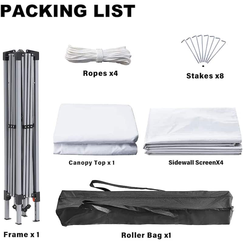 Ainfox 10x10ft Outdoor Pop Up Canopy Tent with 4 Removable Sides and Carrying Bag