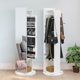 360 Full Length Mirror Jewelry Armoire with Hall Tree - N/A - Bed Bath & Beyond - 37276648