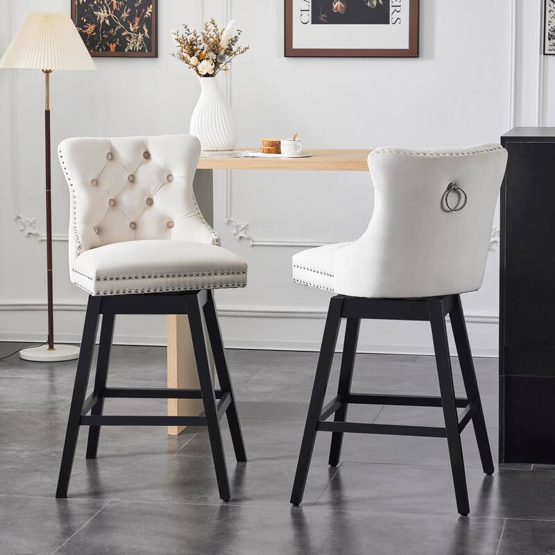 26"/30" Velvet Upholstered Swivel Counter or Bar Height Stools