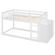 preview thumbnail 53 of 58, Wooden Floor Bunk Bed Frame with Storage Drawers, 3 Shelves, Full-length Guardrail and Reversible Ladder for Kids, Teens