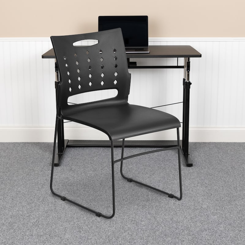881 lb. Capacity Sled Base Stack Chair with Carry Handle and Air-Vent Back